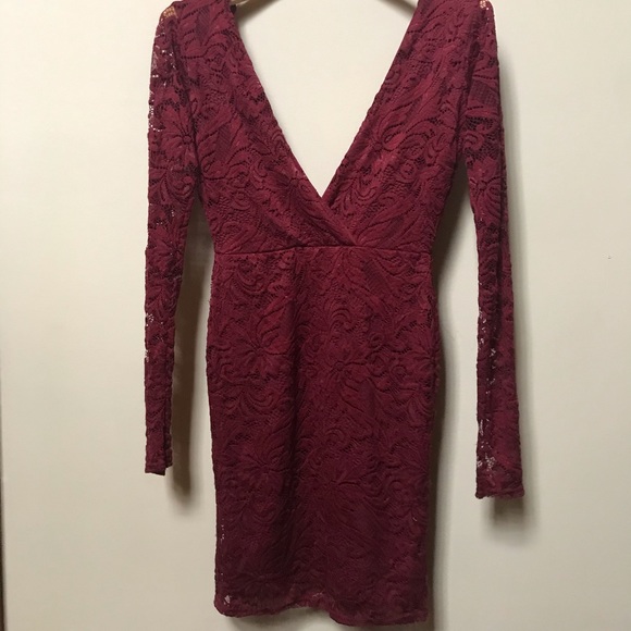 Missguided burgundy v neck plunge long sleeve - Picture 5 of 6